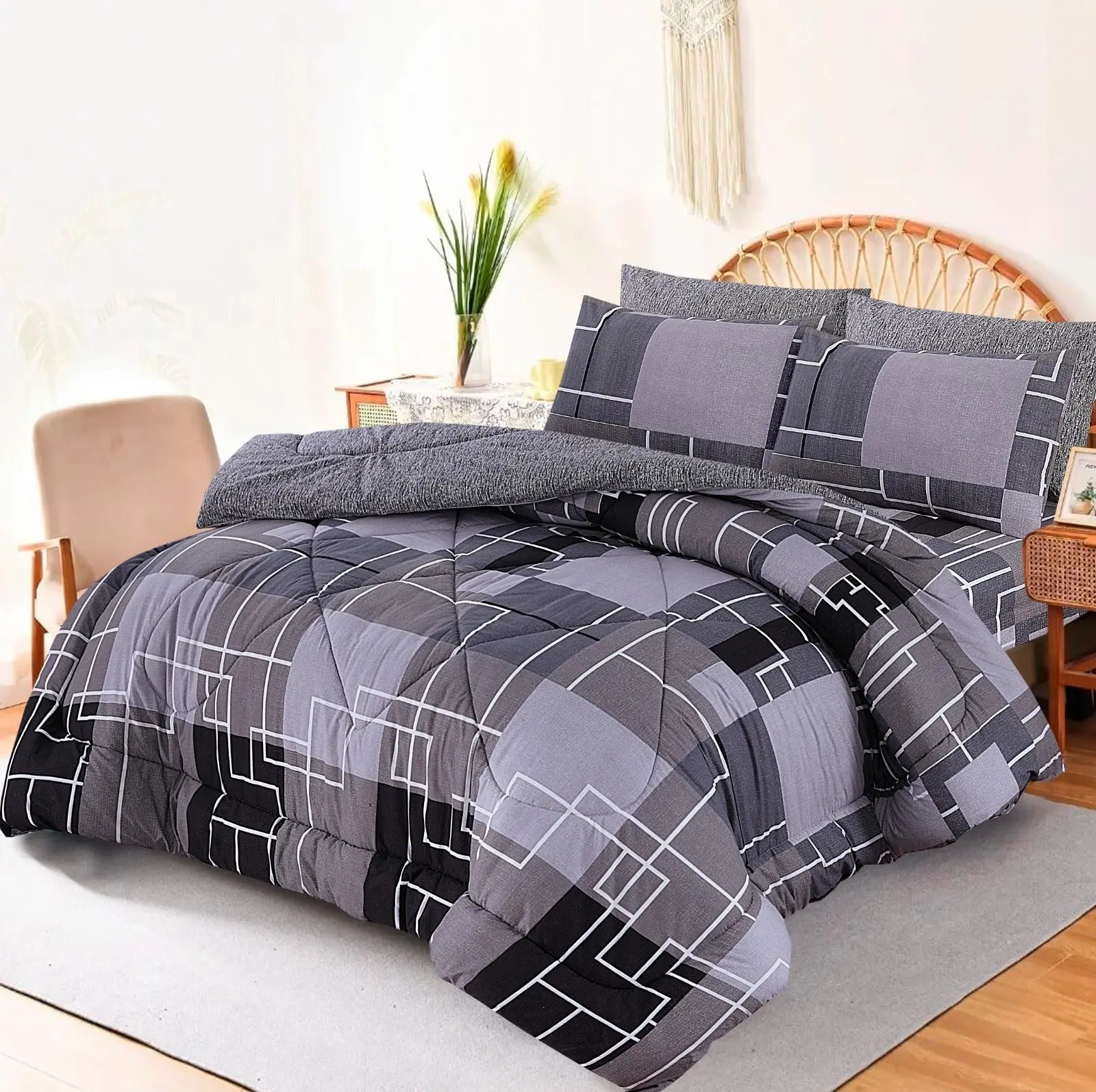 Black Grey Horizon 6-Pcs Cotton Punch