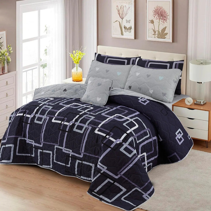 Purple Grey Horizon 7-Pcs Cotton Punch