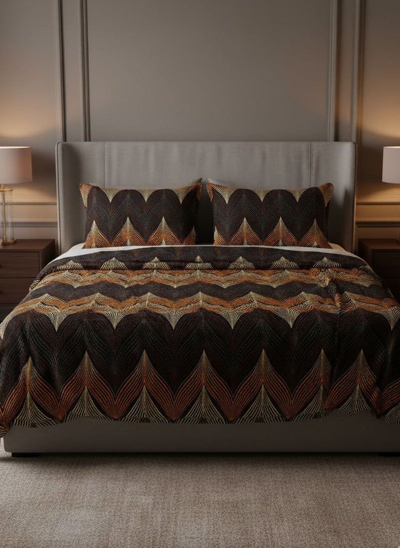 Autumn Chevron Elegance – cotton Bedsheet Set 04