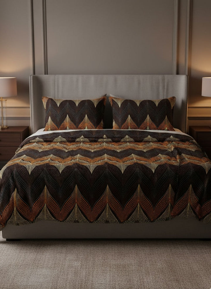 Autumn Chevron Elegance – cotton Bedsheet Set 04