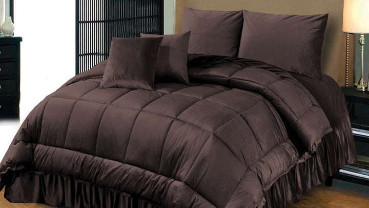 Dark Brown 6 PCS  Embossed Velvet Bedding Set – 05