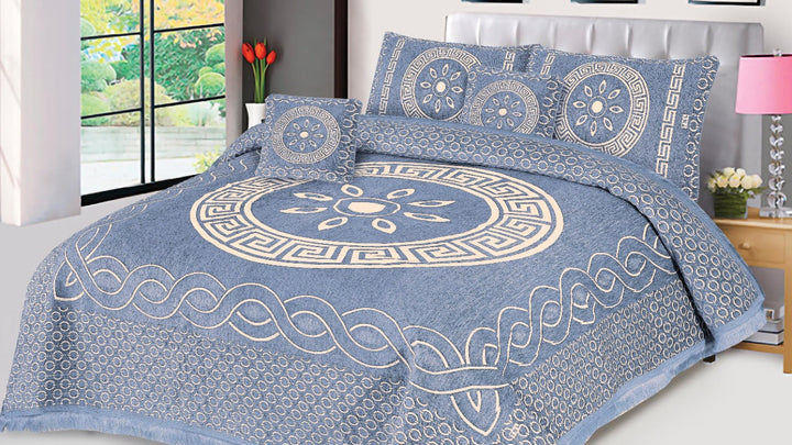Grey Orbit Velvet Jacuard Bedsheet Set - 08