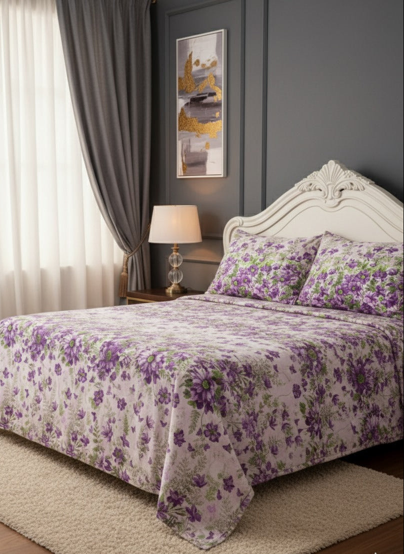 Purple Petals Paradise – cotton Bedsheet Set 10