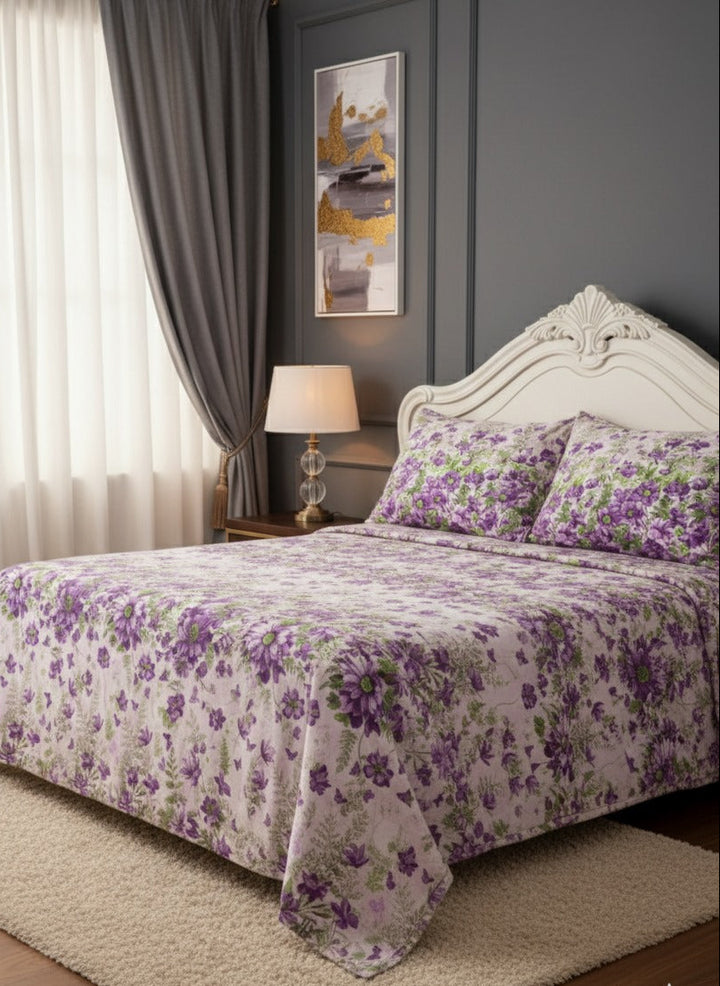 Purple Petals Paradise – cotton Bedsheet Set 10