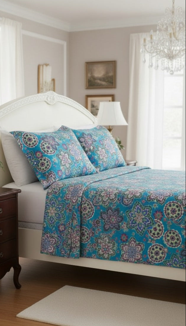 Elegant Floral Patterned – cotton Bedsheet Set 07