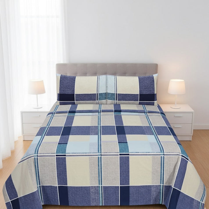 Premium Cotton Checkered - cotton Bedsheet Set
